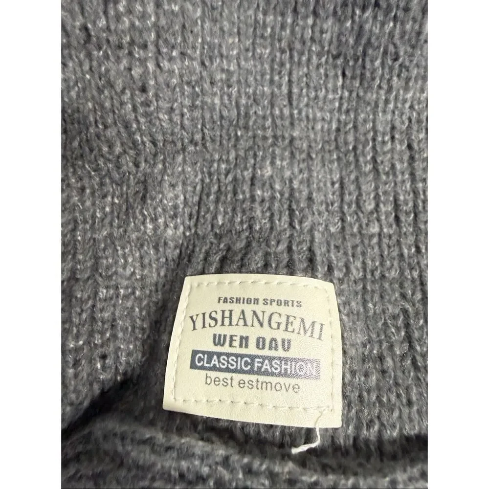 Knitted Winter Balaclava Thickened One-Piece Scarf Cap Hooded Y2K One Size Gray
